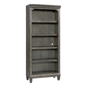 Pemberly Row Home Office 76&quot Wood Bunching Bookcase in Pewter