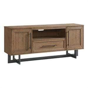 Pemberly Row 70&quot Modern Wood and Metal Media Console in Brown