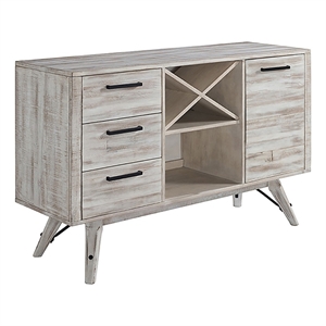 Pemberly Row Modern Rustic 58x18&quot Wood Server in White Finish