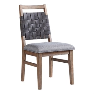 Pemberly Row Transitional Wood Woven Chair in Chestnut (Set of 2)