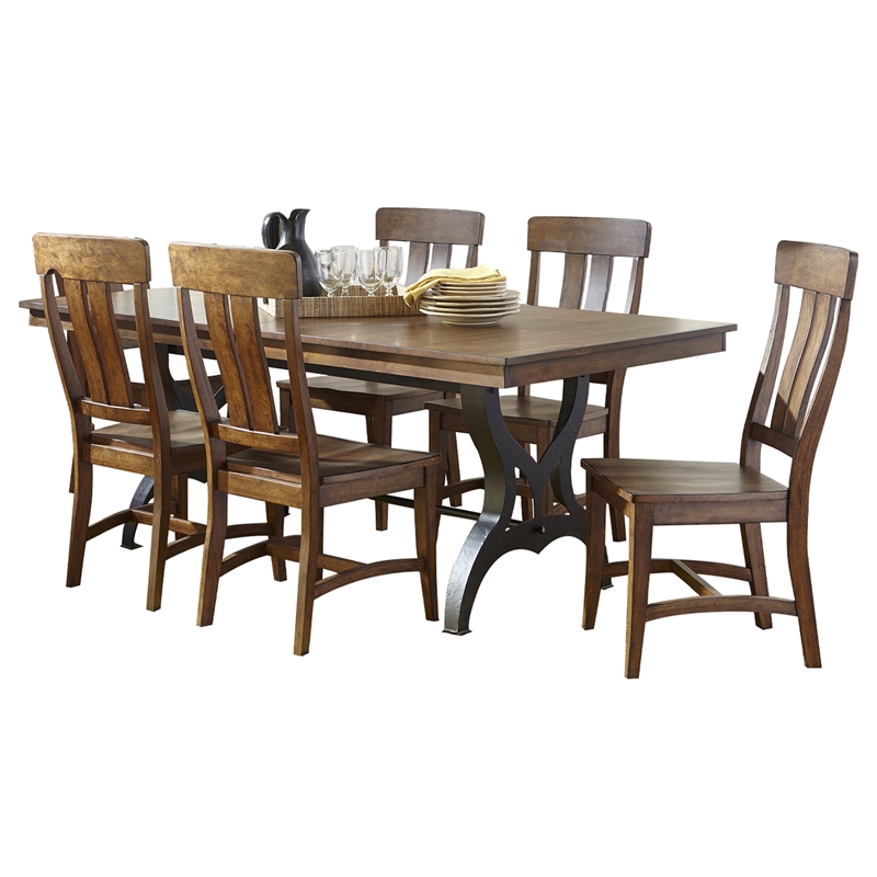 Pemberly Row Transitional Wood Table with Leaf in Copper Finish