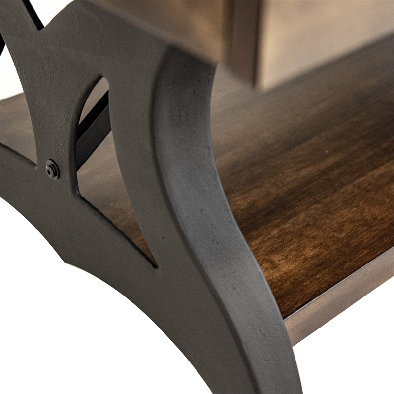 Pemberly Row Transitional Wood Coffee Table in Copper Finish