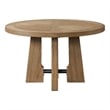 Pemberly Row Round Modern Wood Table in Weathered Oak Finish