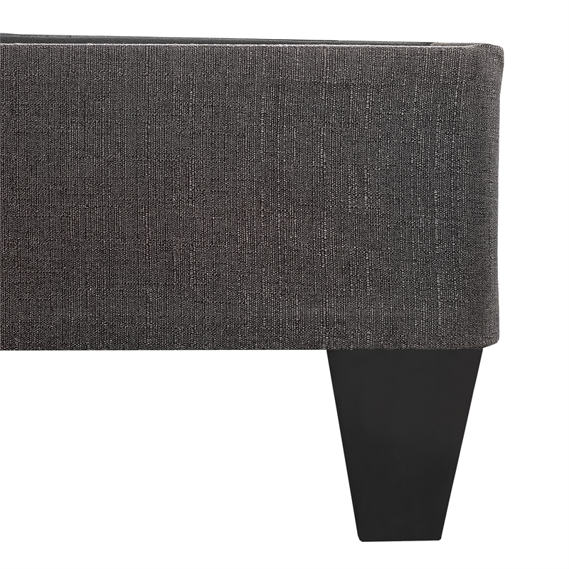Pemberly Row Queen Wood and Fabric Platform Bed Frame in Stone