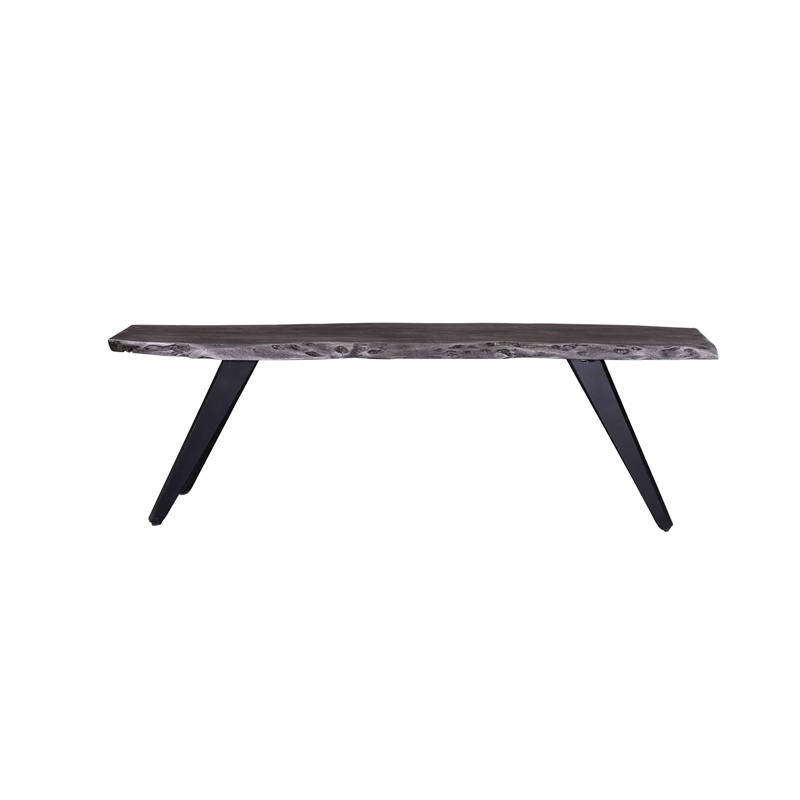Pemberly Row Contemporary Wood and Metal Dining Bench in Gray