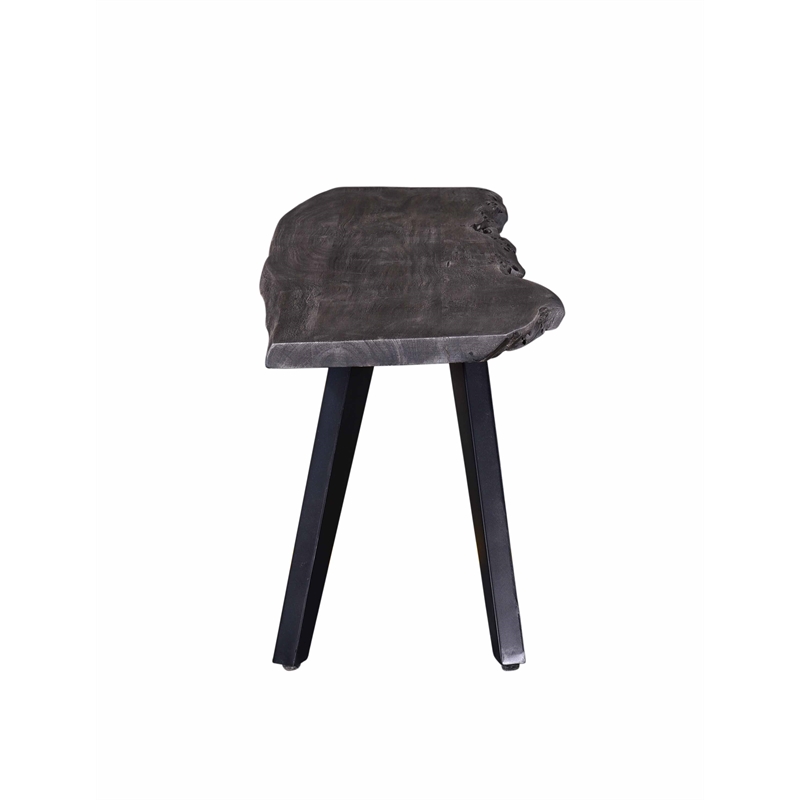 Pemberly Row Contemporary Wood and Metal Dining Bench in Gray
