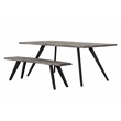 Pemberly Row Contemporary Wood and Metal Dining Bench in Gray