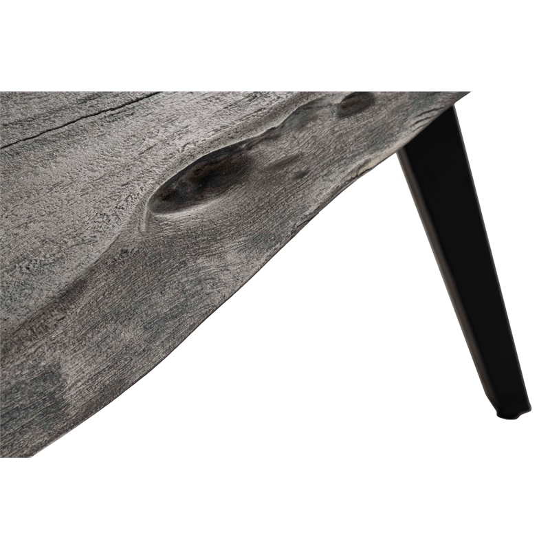 Pemberly Row Contemporary Wood and Metal Dining Bench in Gray