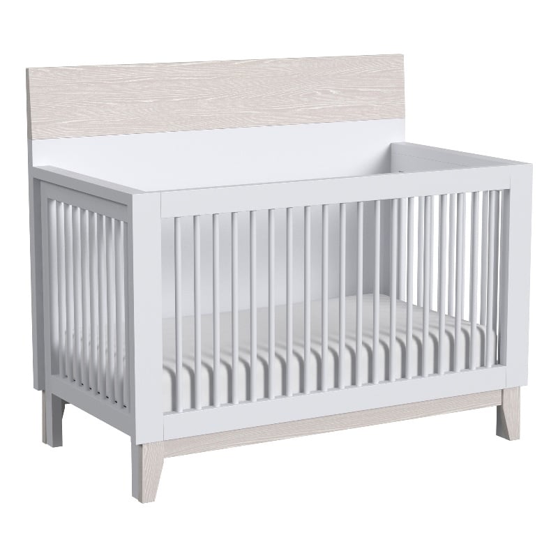Pemberly Row Modern Wood Convertible Crib in Ash Linen White Finish