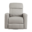 Pemberly Row Wood Leather Power-USB Glider Recliner in Cloud Gray