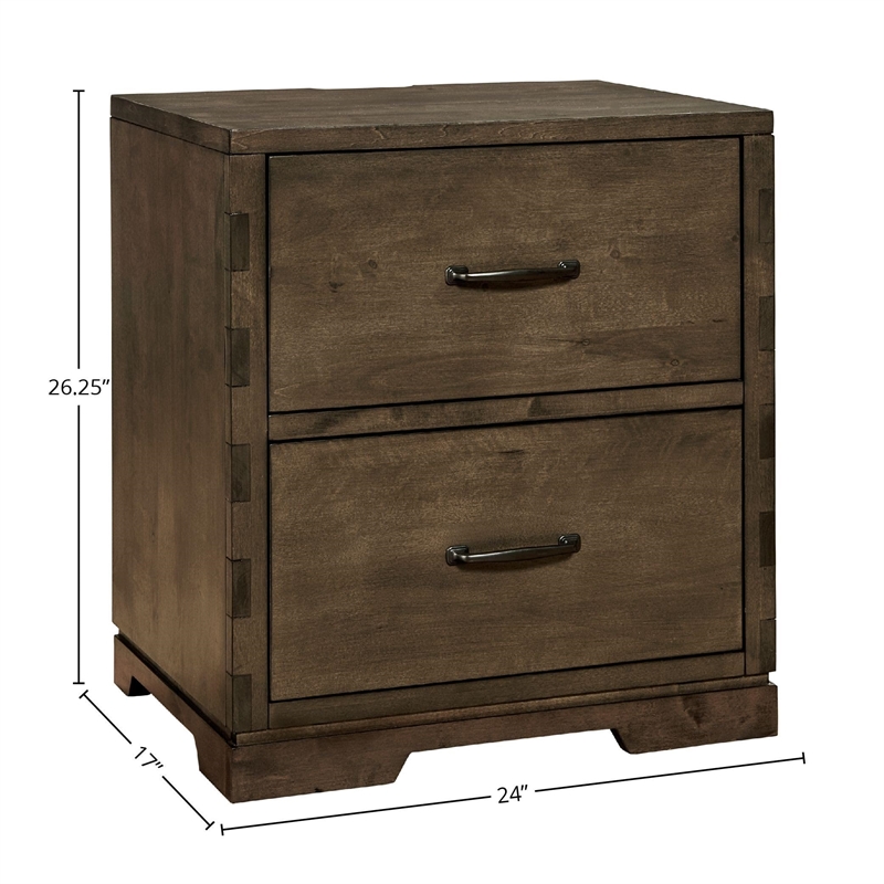 Pemberly Row Dovetail 2-Drawer Contemporary Wood Nightstand in Graphite Gray