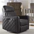 Pemberly Row Modern Wood Leather Power-USB Glider Recliner in Gray