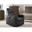 Pemberly Row Modern Wood Leather Power-USB Glider Recliner in Gray