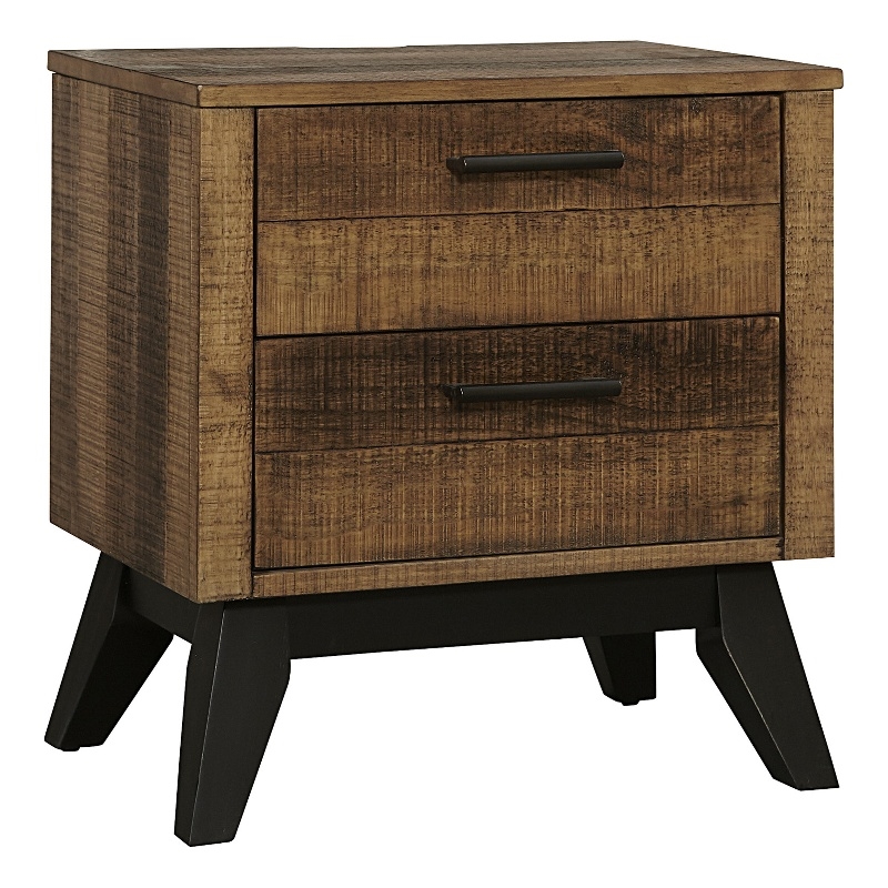Pemberly Row Urban Rustic 2-Drawer Wood Nightstand in Brushed Wheat Brown