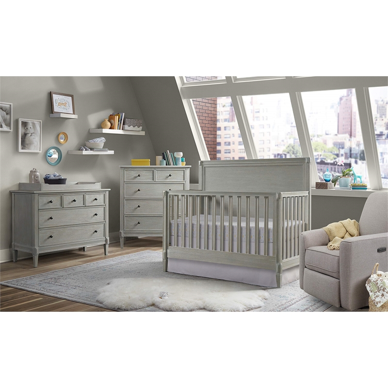 Pemberly Row Modern Wood Full Size Bedrails in Dawn Gray Finish