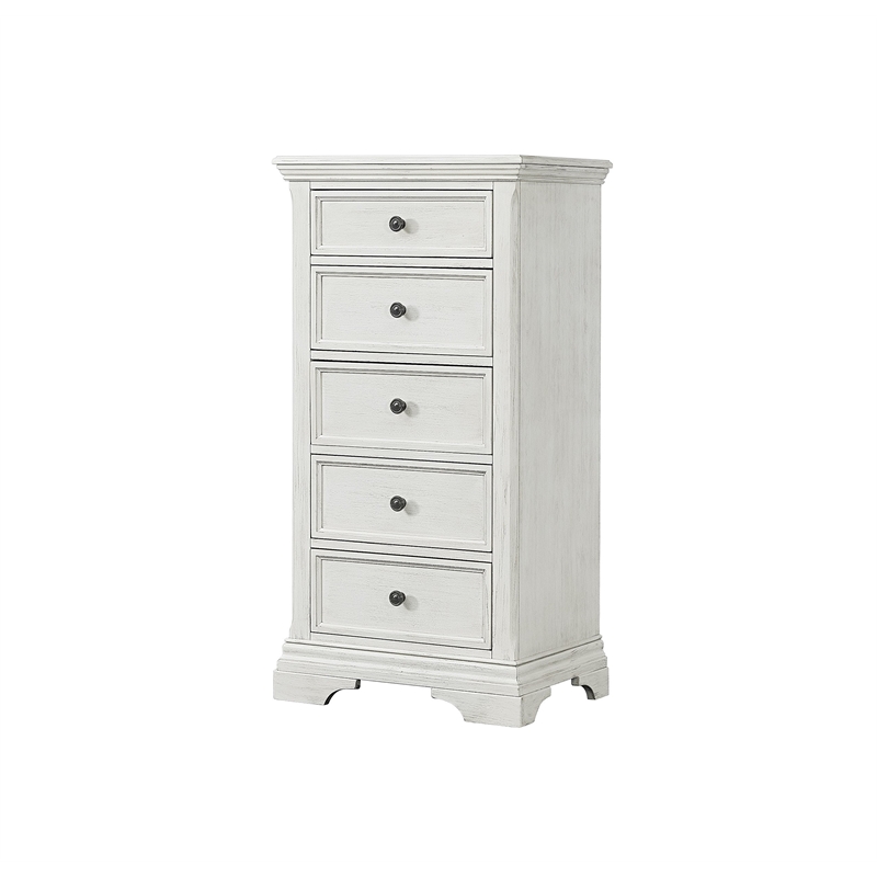 Pemberly Row Modern Traditional Wood Pier Chest in Brushed White