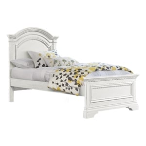 Pemberly Row Traditional Wood Complete Twin Bed in Brushed White