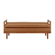 Pemberly Row Mid-Century Faux Leather Bench in Vintage Cider Brown