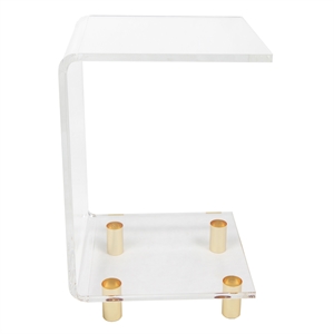 Pemberly Row Pure Decor C Shape Lucite and Acrylic Accent Table in Clear
