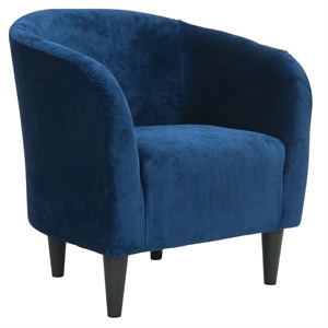 Pemberly Row Traditional Polyester Fabric & EPS Curved Tub Chair in Blue