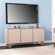 Pemberly Row Modern Wood Iron Linen TV/Media Console in Gray