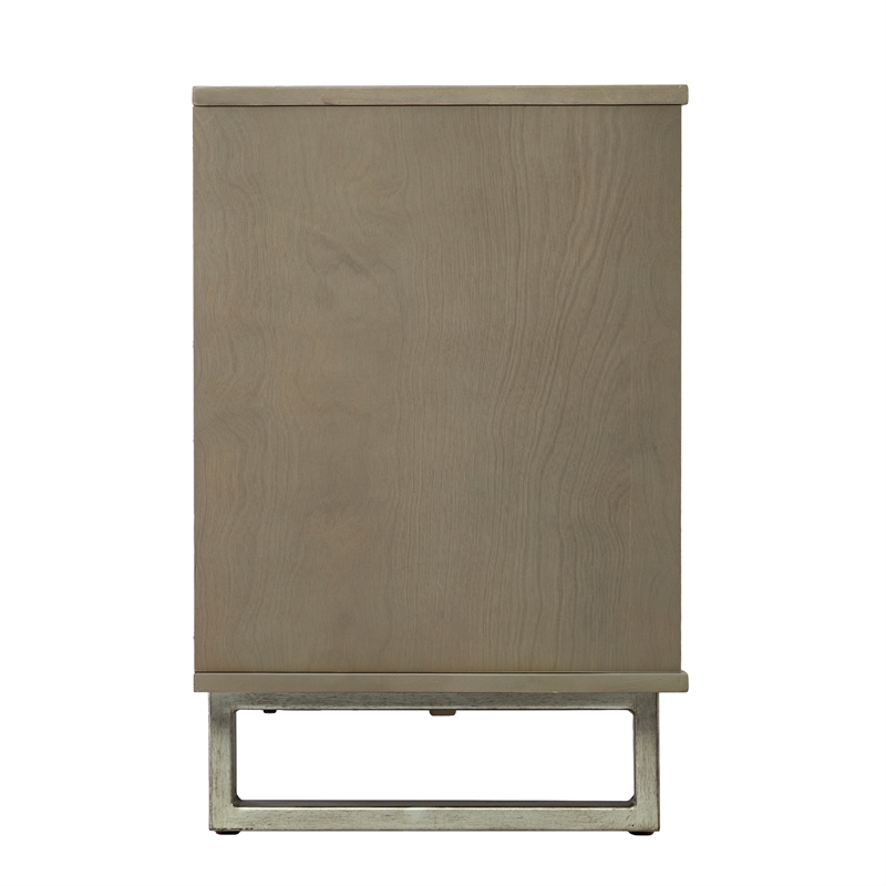 Pemberly Row Modern Wood Iron Linen TV/Media Console in Gray