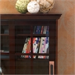 Pemberly Row Sliding-Door Wood Glass Window-Pane Media Cabinet in Brown