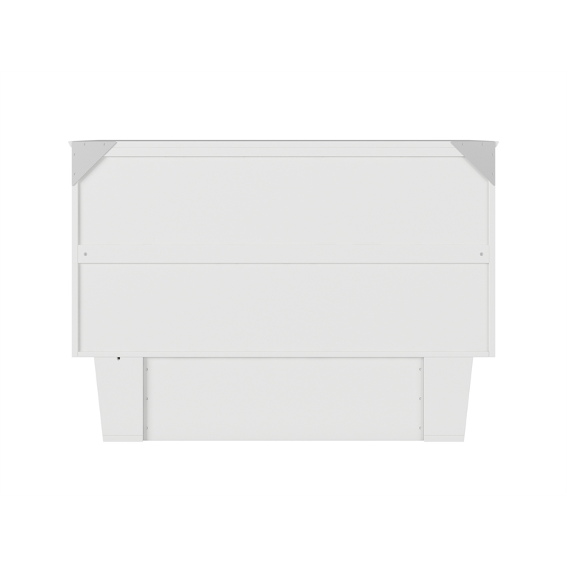 Pemberly Row Full Size Murphy Bed Chest with Mattress & Built-in Charger - White
