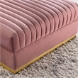 Pemberly Row Velvet and Stainless Steel Ottoman in Dusty Rose