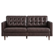 Pemberly Row Modern Style Tufted Vegan Leather Sofa in Brown
