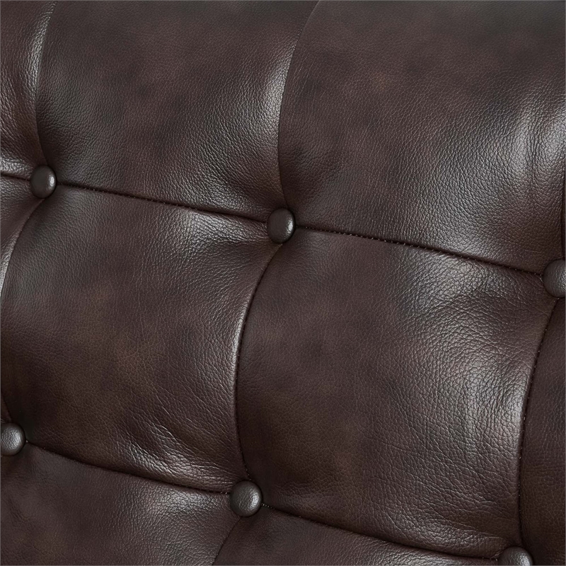 Pemberly Row Modern Style Tufted Vegan Leather Sofa in Brown