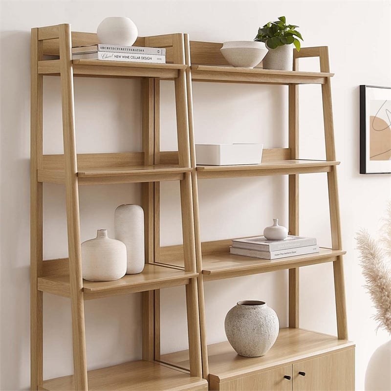 Pemberly Row Particleboard and MDF Bookshelves in Oak (Set of 2)