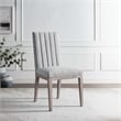 Pemberly Row Solid Wood and Tufted Fabric Dining Side Chair in Light Gray
