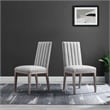 Pemberly Row Solid Wood and Tufted Fabric Dining Side Chair in Light Gray