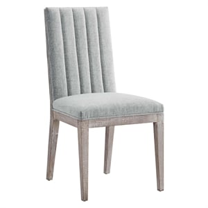 Pemberly Row Solid Wood and Tufted Fabric Dining Side Chair in Light Gray