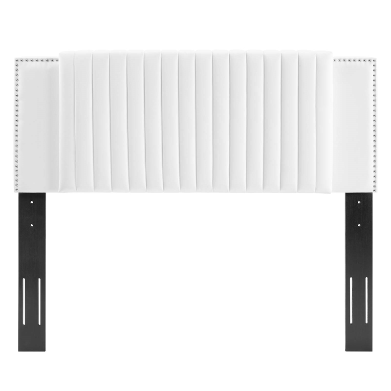 Pemberly Row Channel Tufted Velvet King/California King Headboard in White