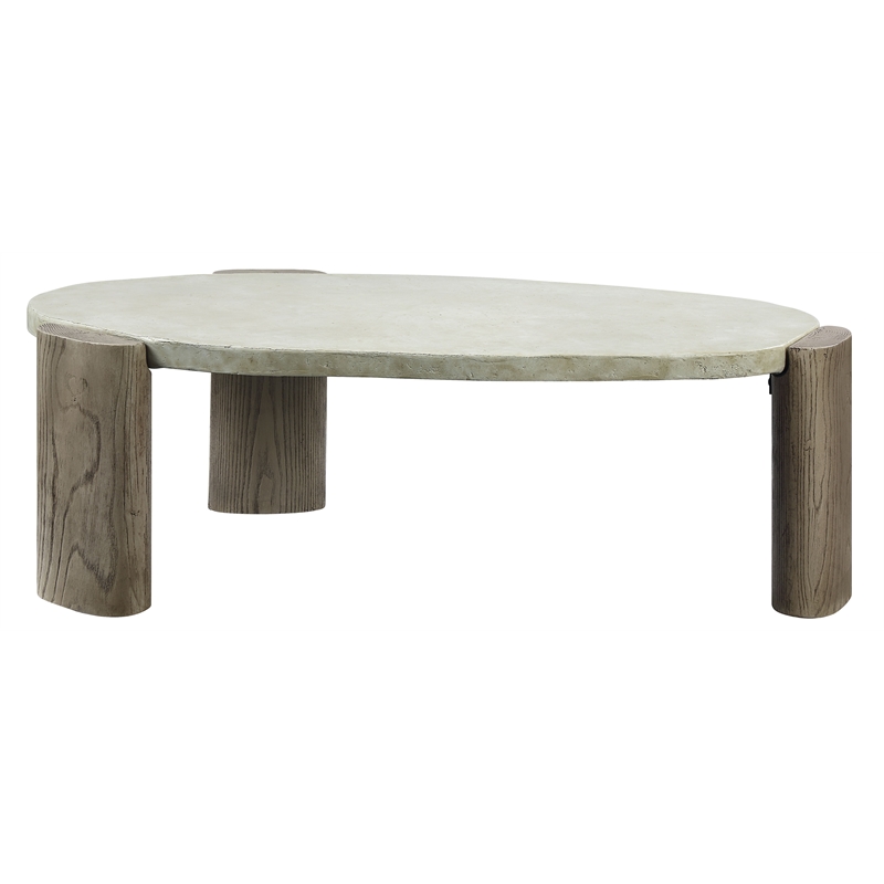 Pemberly Row Modern Cement Coffee Table in Weathered Gray and Oak