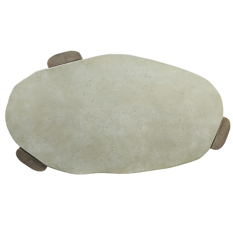 Pemberly Row Modern Cement Coffee Table in Weathered Gray and Oak