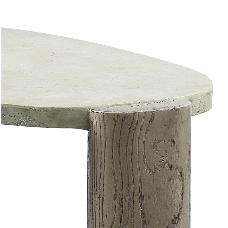 Pemberly Row Modern Cement Coffee Table in Weathered Gray and Oak