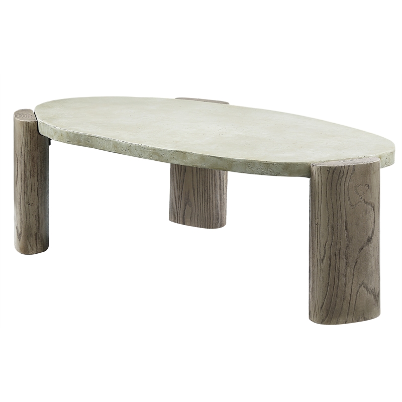 Pemberly Row Modern Cement Coffee Table in Weathered Gray and Oak