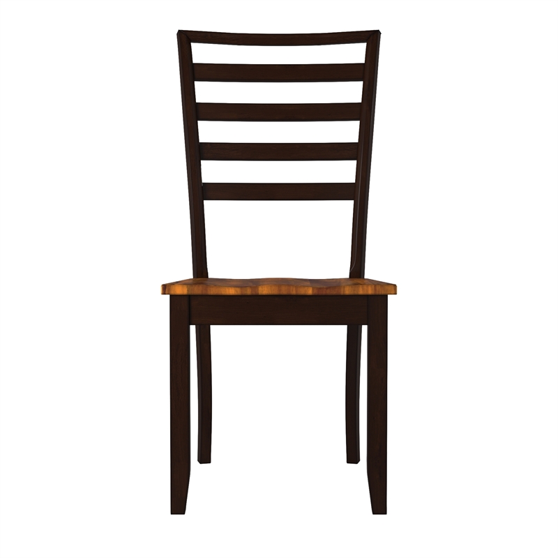 Pemberly Row Solid Wood Ladder Back Dining Chair in Two Tone Cherry Finish