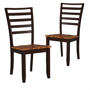 Pemberly Row Solid Wood Ladder Back Dining Chair in Two Tone Cherry Finish