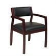 Pemberly Row Mahogany Brown Guest Chair with Black Bonded Leather