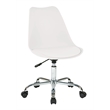 Pemberly Row Modern White Office Chair with Pneumatic Chrome Base