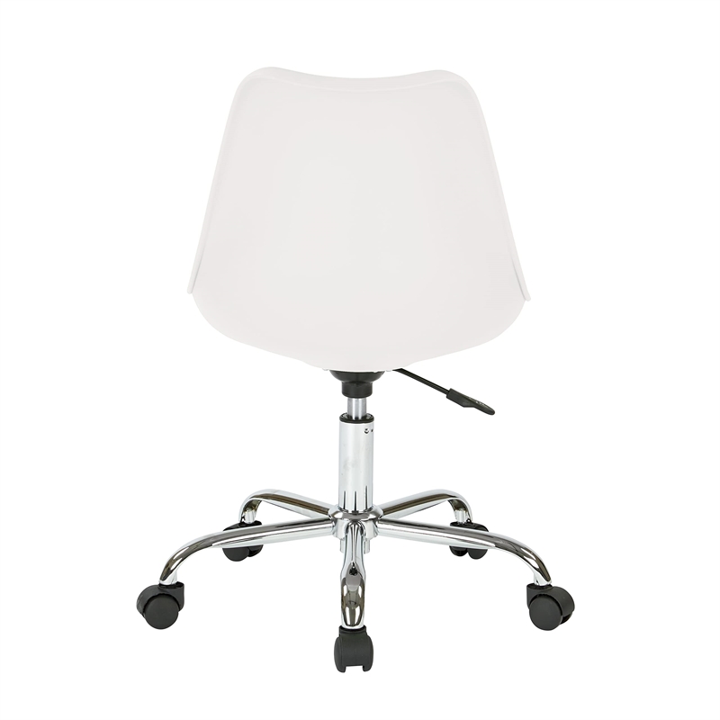 Pemberly Row Modern White Office Chair with Pneumatic Chrome Base