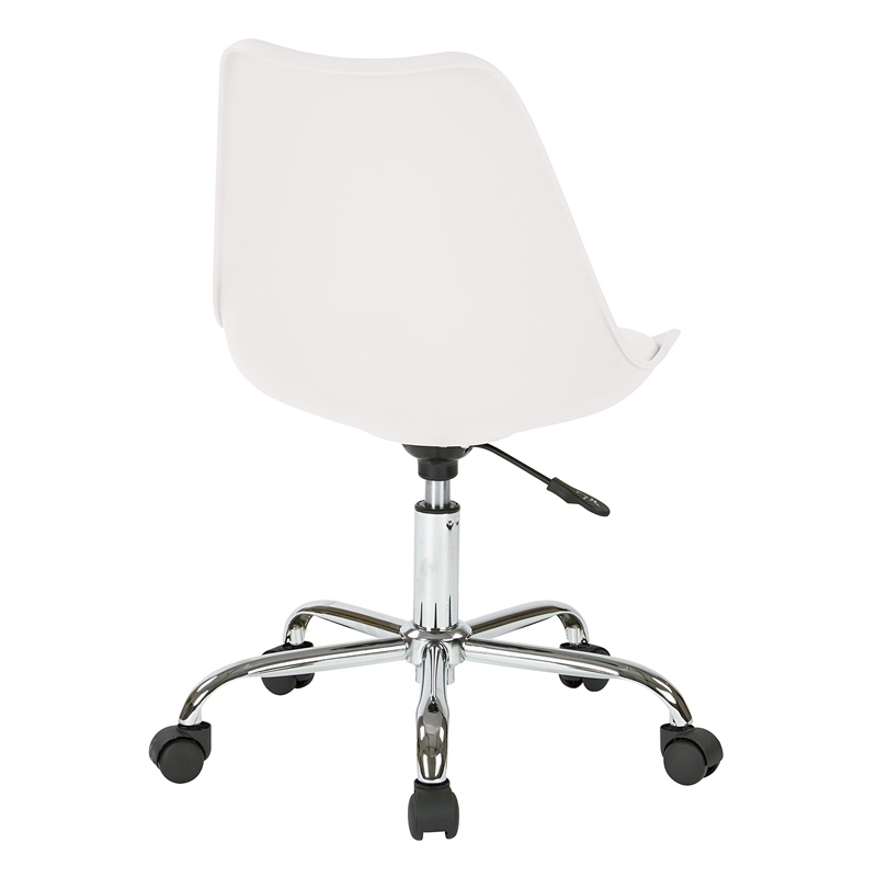 Pemberly Row Modern White Office Chair with Pneumatic Chrome Base