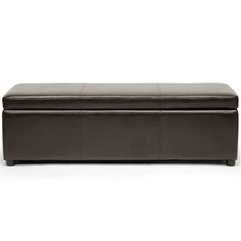 Pemberly Row Faux Leather Multipurpose Storage Ottoman Bench