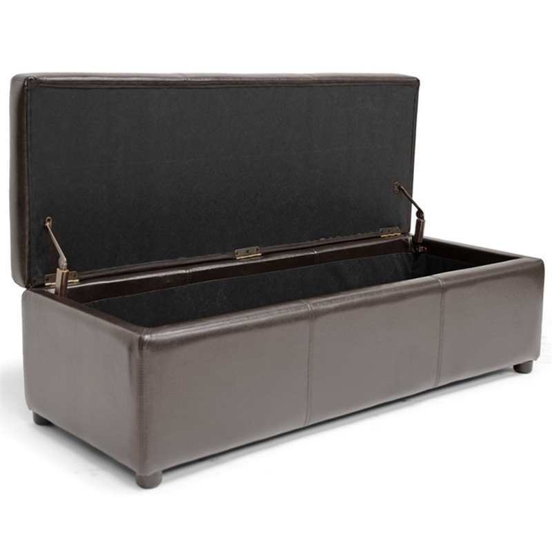 Pemberly Row Faux Leather Multipurpose Storage Ottoman Bench