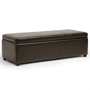 Pemberly Row Faux Leather Multipurpose Storage Ottoman Bench