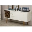 Pemberly Row Wood Wine Rack Sideboard in White Gloss & Maple Cream